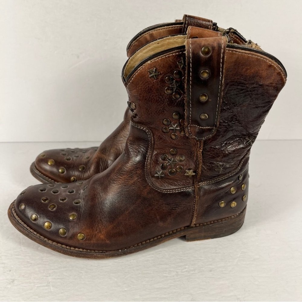 BED|STU Brown Ankle Boots with Studded Details